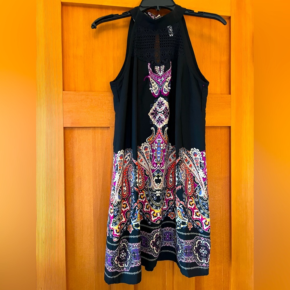 Black Paisley Halter Dress Size Small